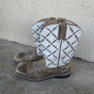 Twisted X Boots Western Cowboy Kids Bomber White Sz 2M